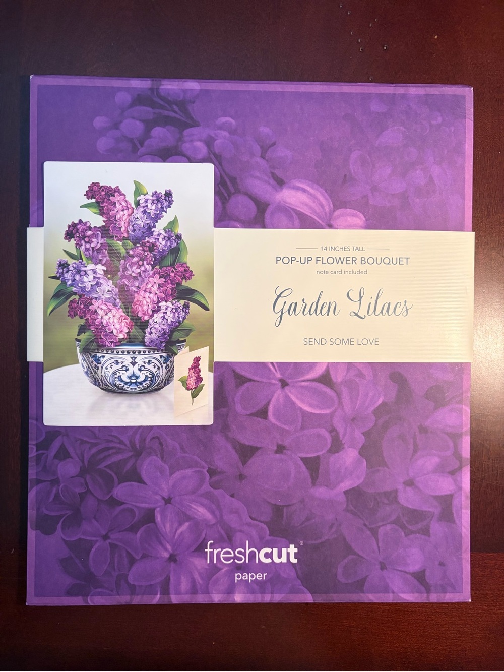 Lilac Garden Pop-Up Bouquet – 14" 3D Floral Display, Double-Sided - Picture 2 of 4